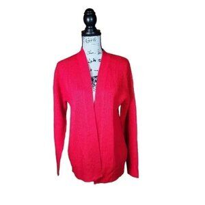 NWT Boohoo Red Waffle Knit Open Cardigan Women's Small
